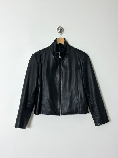 Cropped leather jacket | Black