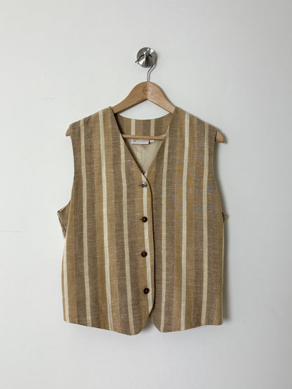 Linen striped vest | Sand
