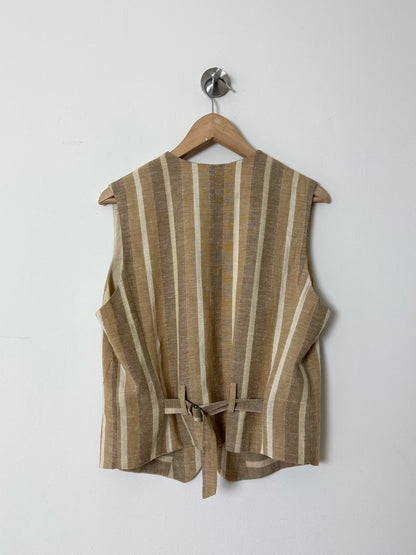 Linen striped vest | Sand