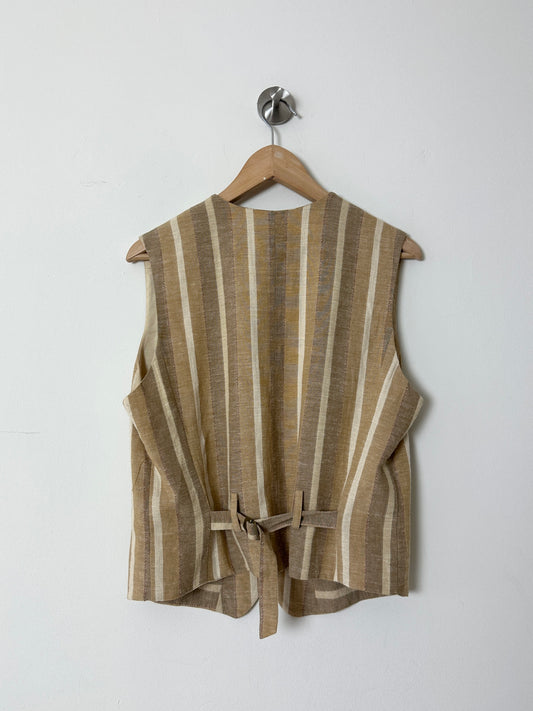 Linen striped vest | Sand