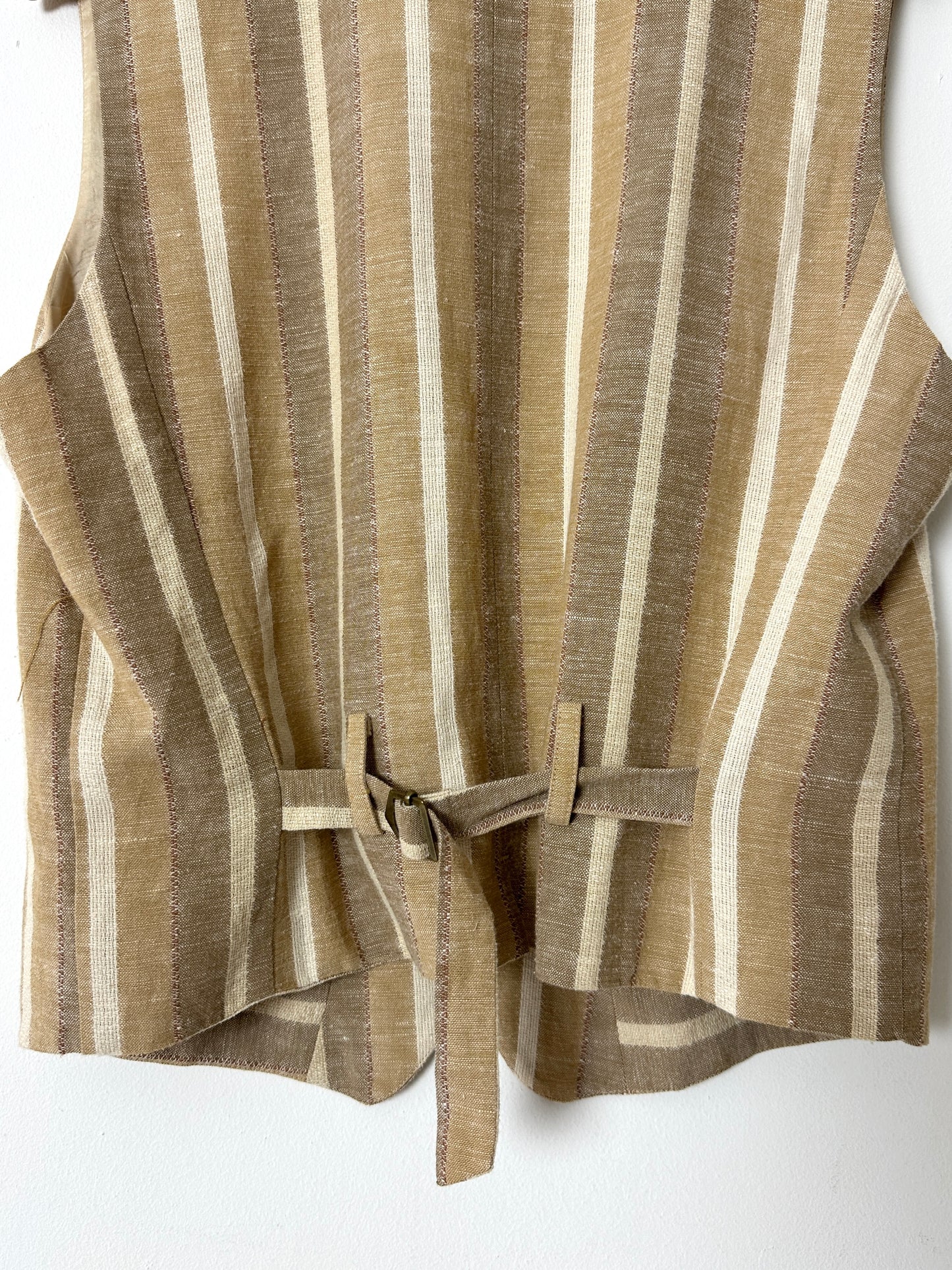 Linen striped vest | Sand