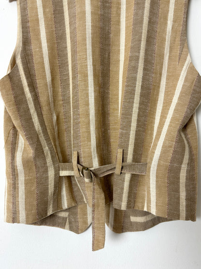 Linen striped vest | Sand