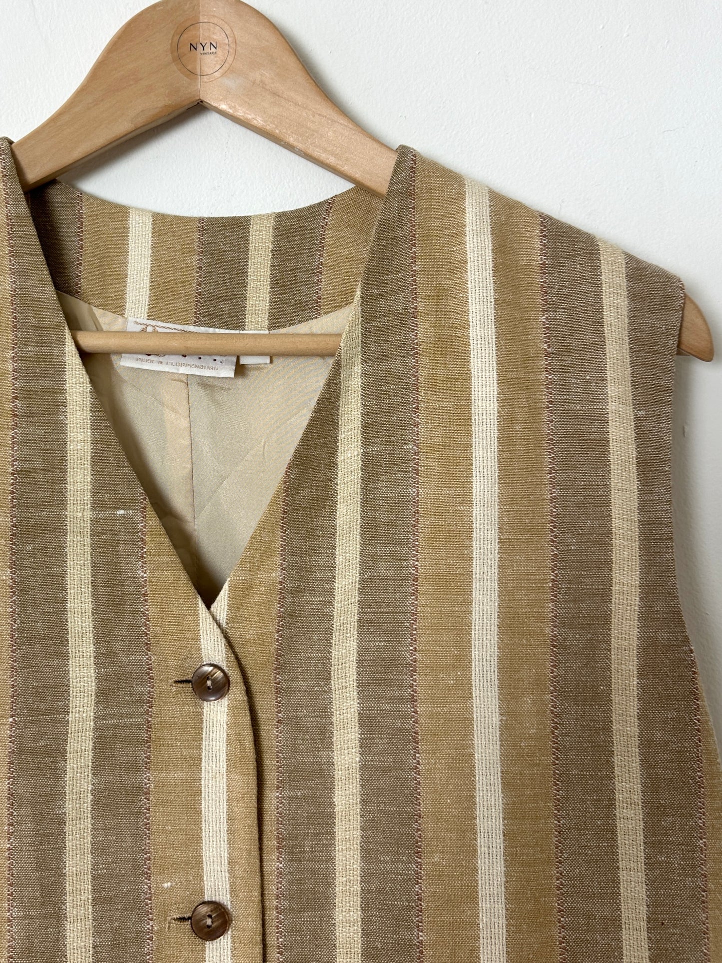Linen striped vest | Sand