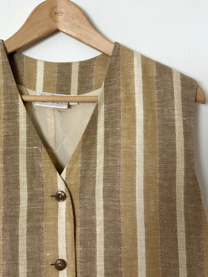 Linen striped vest | Sand