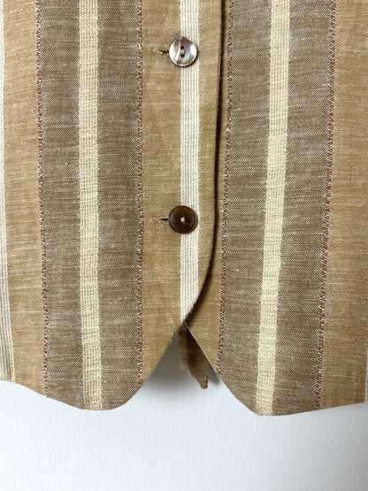 Linen striped vest | Sand