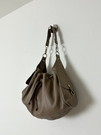 Leather shoulder bag | Beige