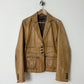 Leather fitted blazer | Caramel