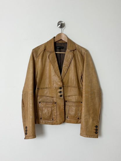 Arma Leather fitted blazer | Caramel