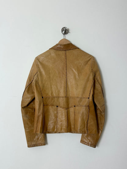 Arma Leather fitted blazer | Caramel