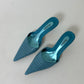 Leather pointy mules | Light Blue