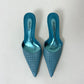 Leather pointy mules | Light Blue