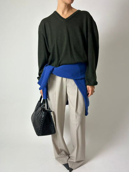 Wool v-neck jumper | Forest green