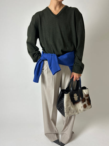 Wool v-neck jumper | Forest green