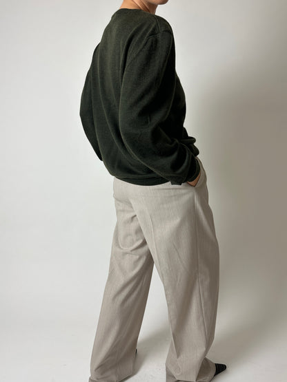 Wool v-neck jumper | Forest green