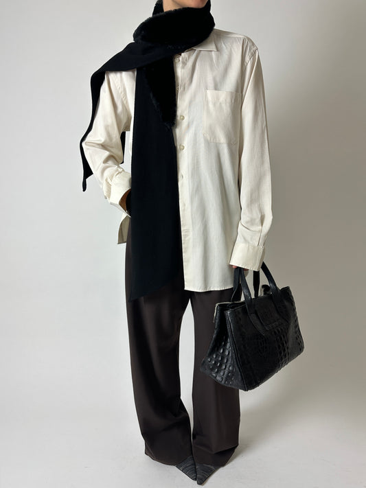 Faux fur detail scarf | Black