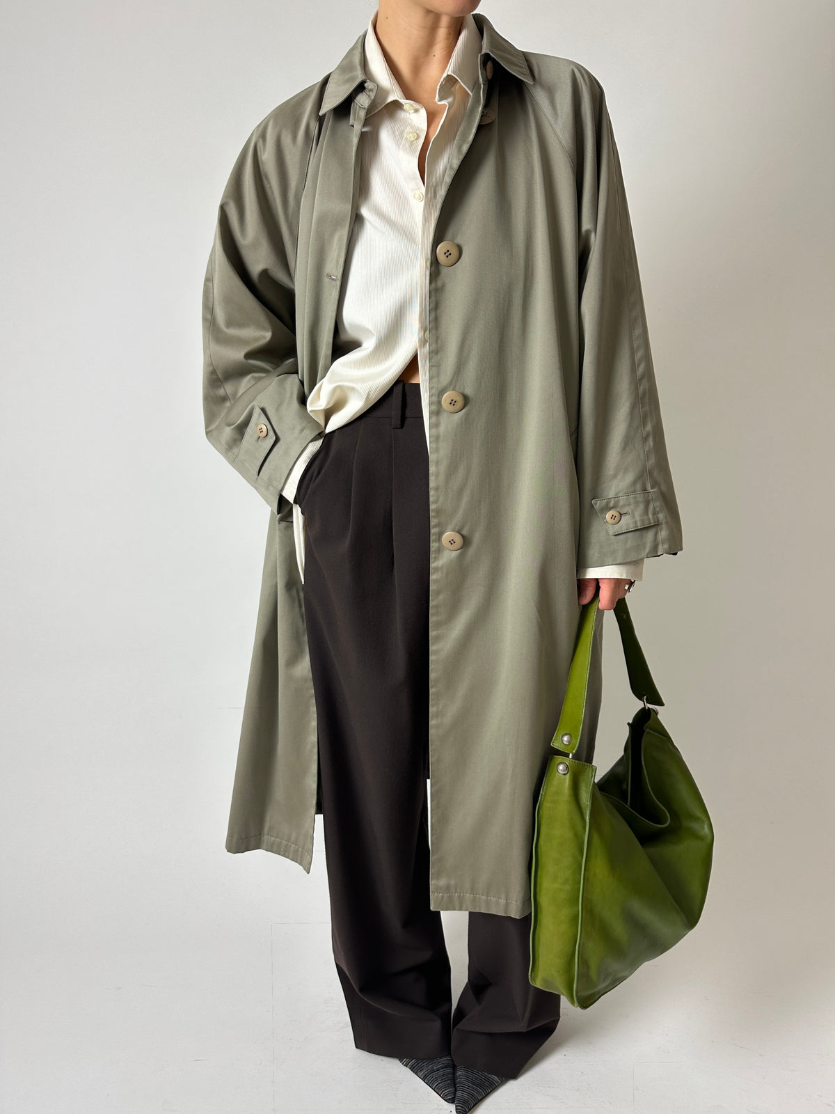 Long Mac coat | Sage green