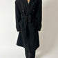 Vintage long wool belted coat in anthracite. A coat vintage timeless piece with oversized silhouette. Curated by NYN 