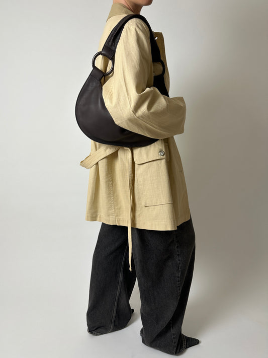 Leather shoulder bag | Dark brown