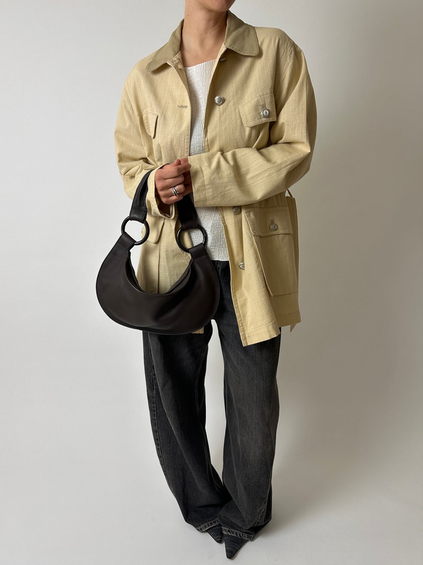 Leather shoulder bag | Dark brown