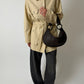 Leather shoulder bag | Dark brown