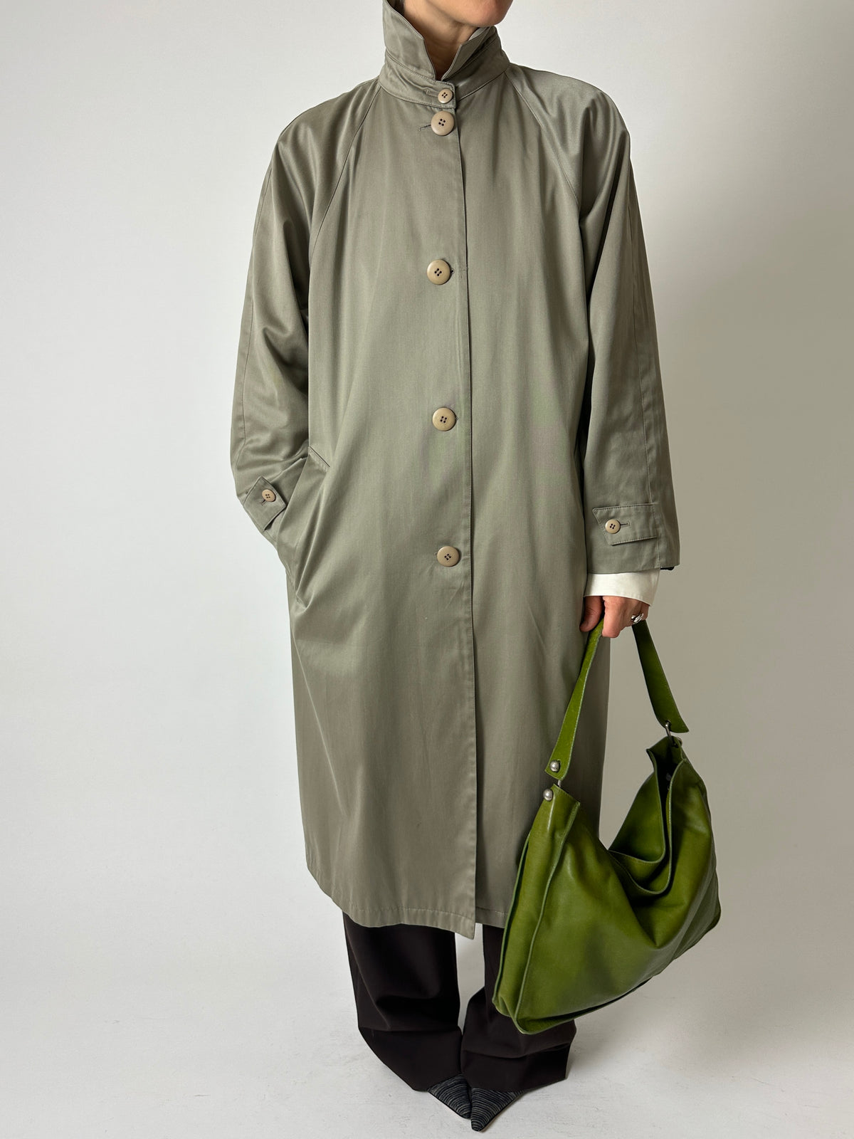 Long Mac coat | Sage green