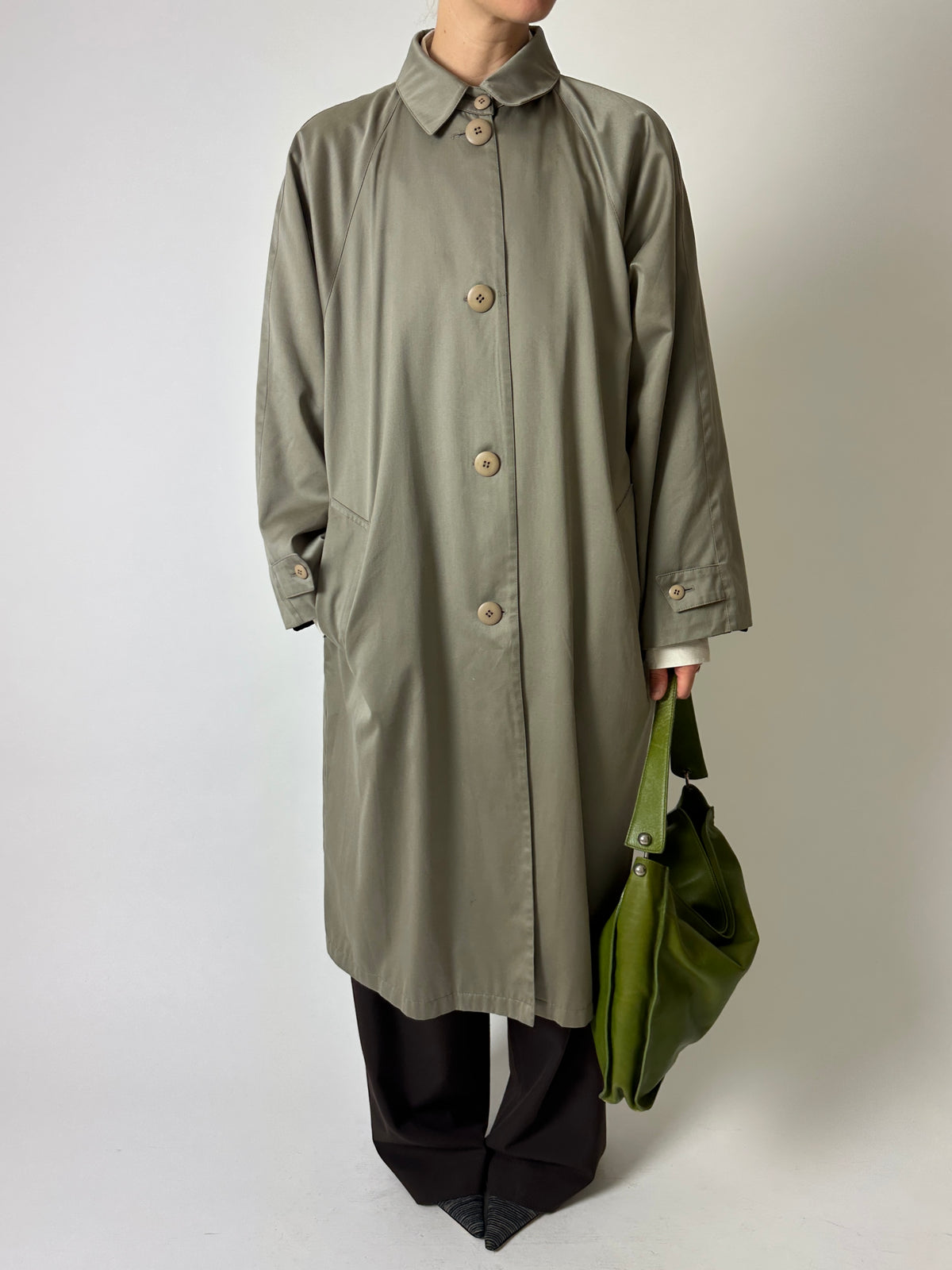 Long Mac coat | Sage green