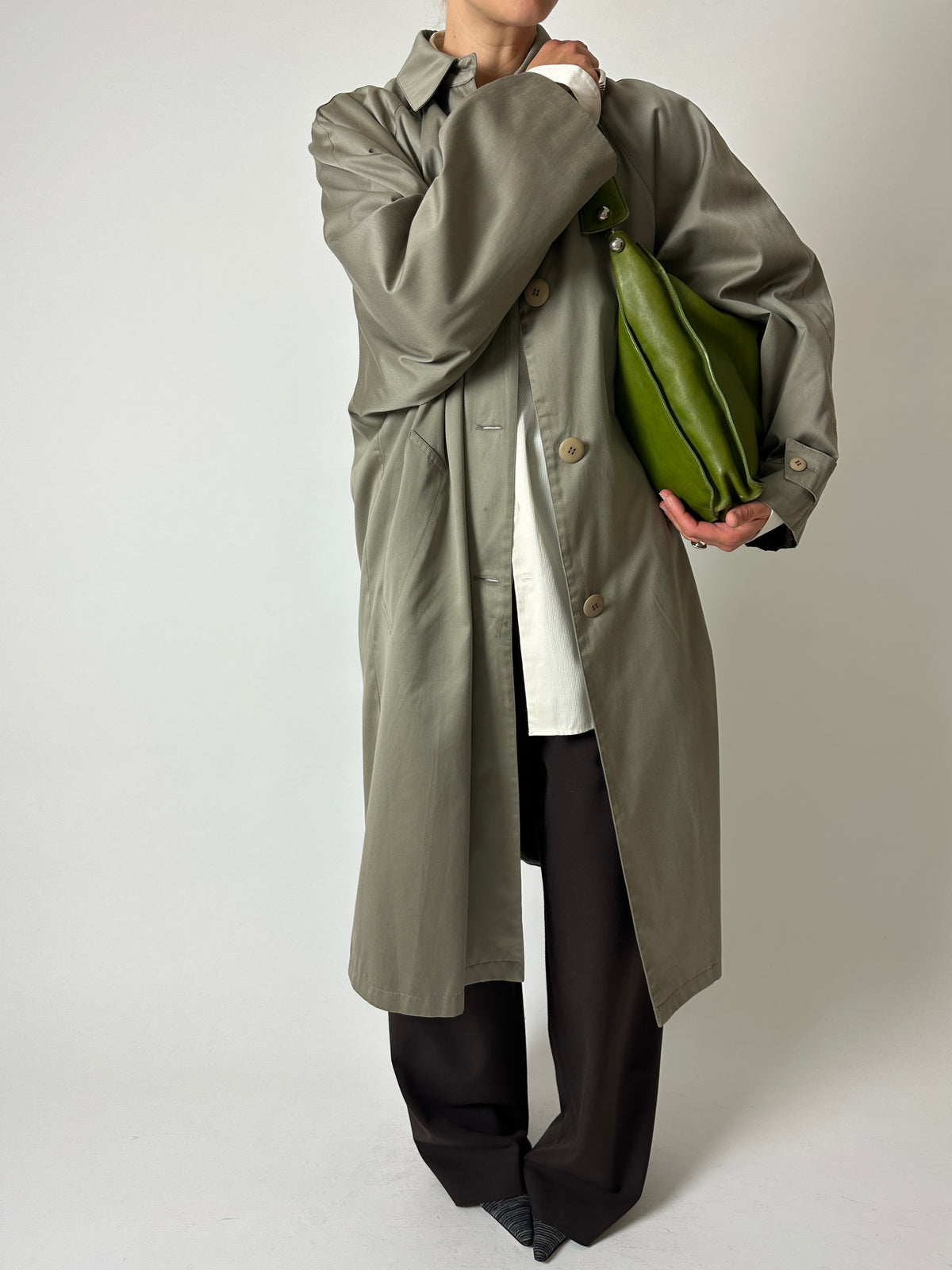 Long Mac coat | Sage green