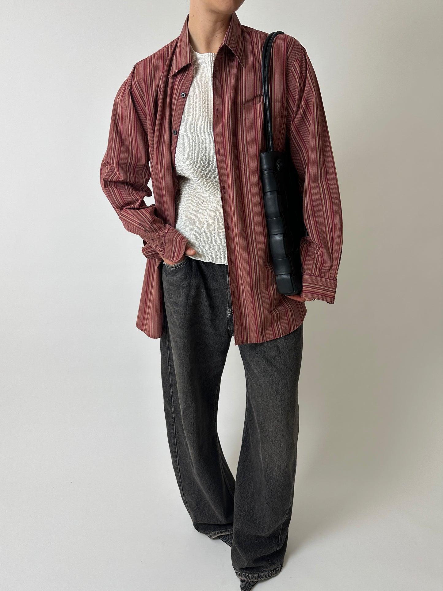 Oversized striped shirt | Red