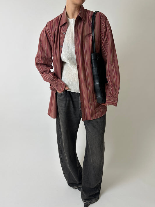 Oversized striped shirt | Red
