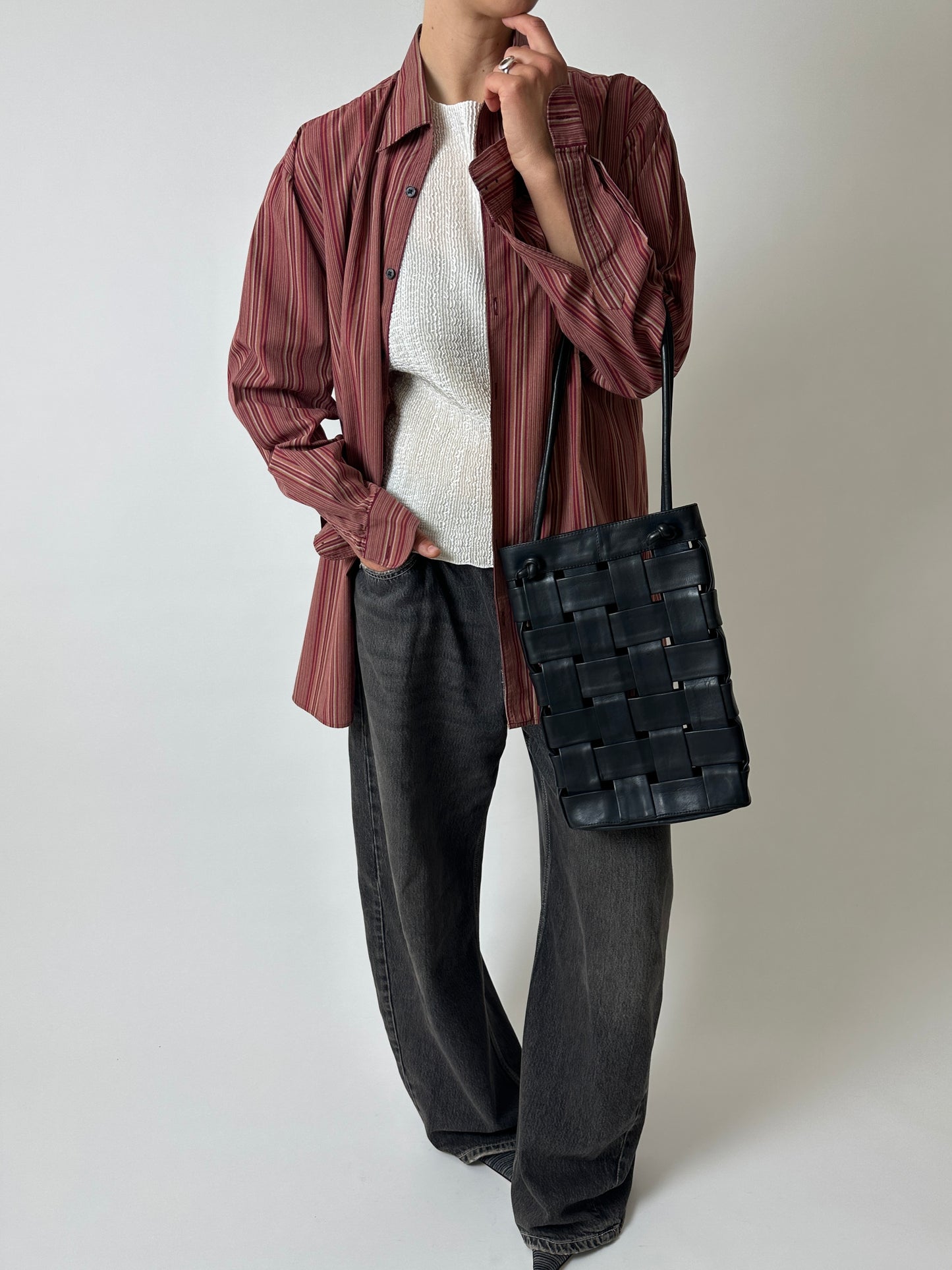 Oversized striped shirt | Red