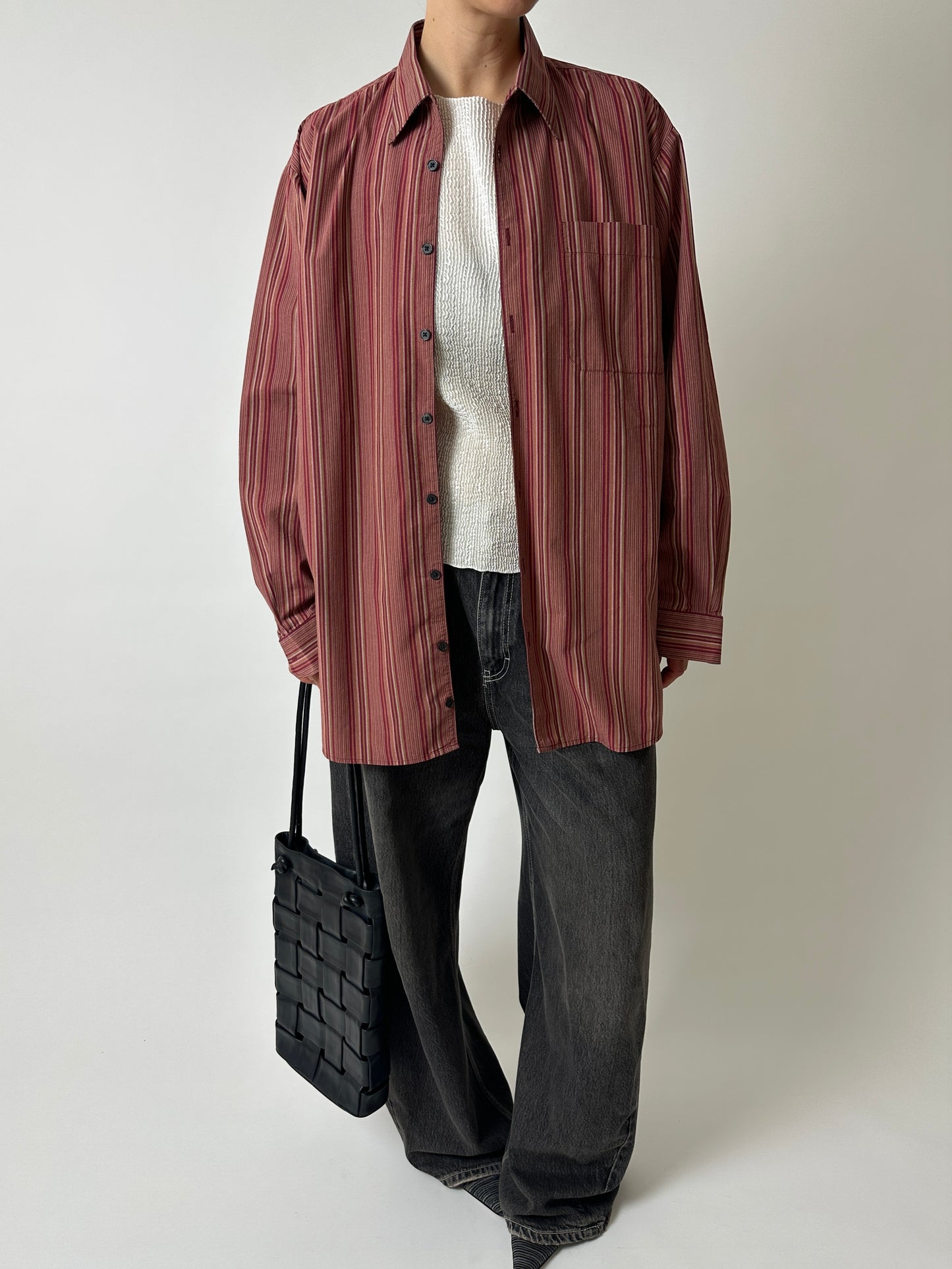 Oversized striped shirt | Red