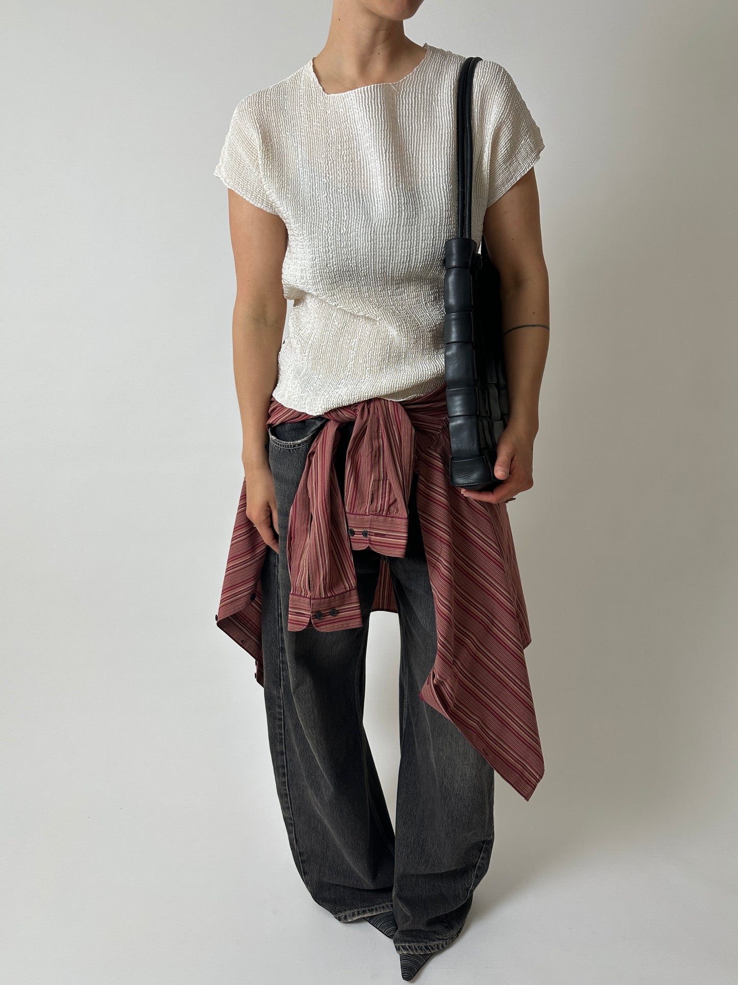 Oversized striped shirt | Red
