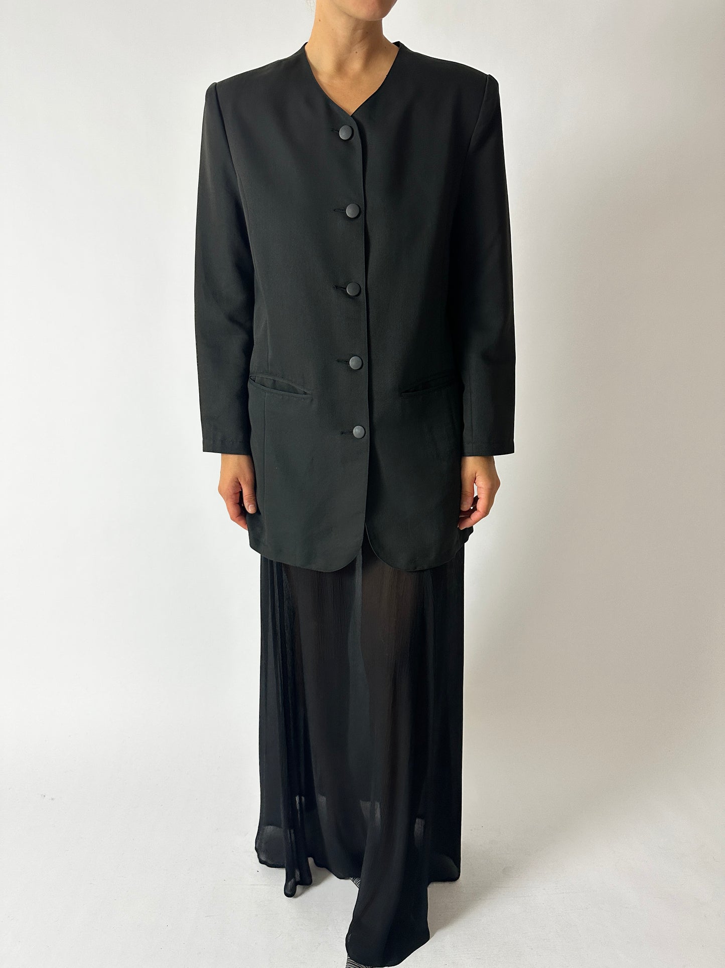Collarless blazer | Off-Black