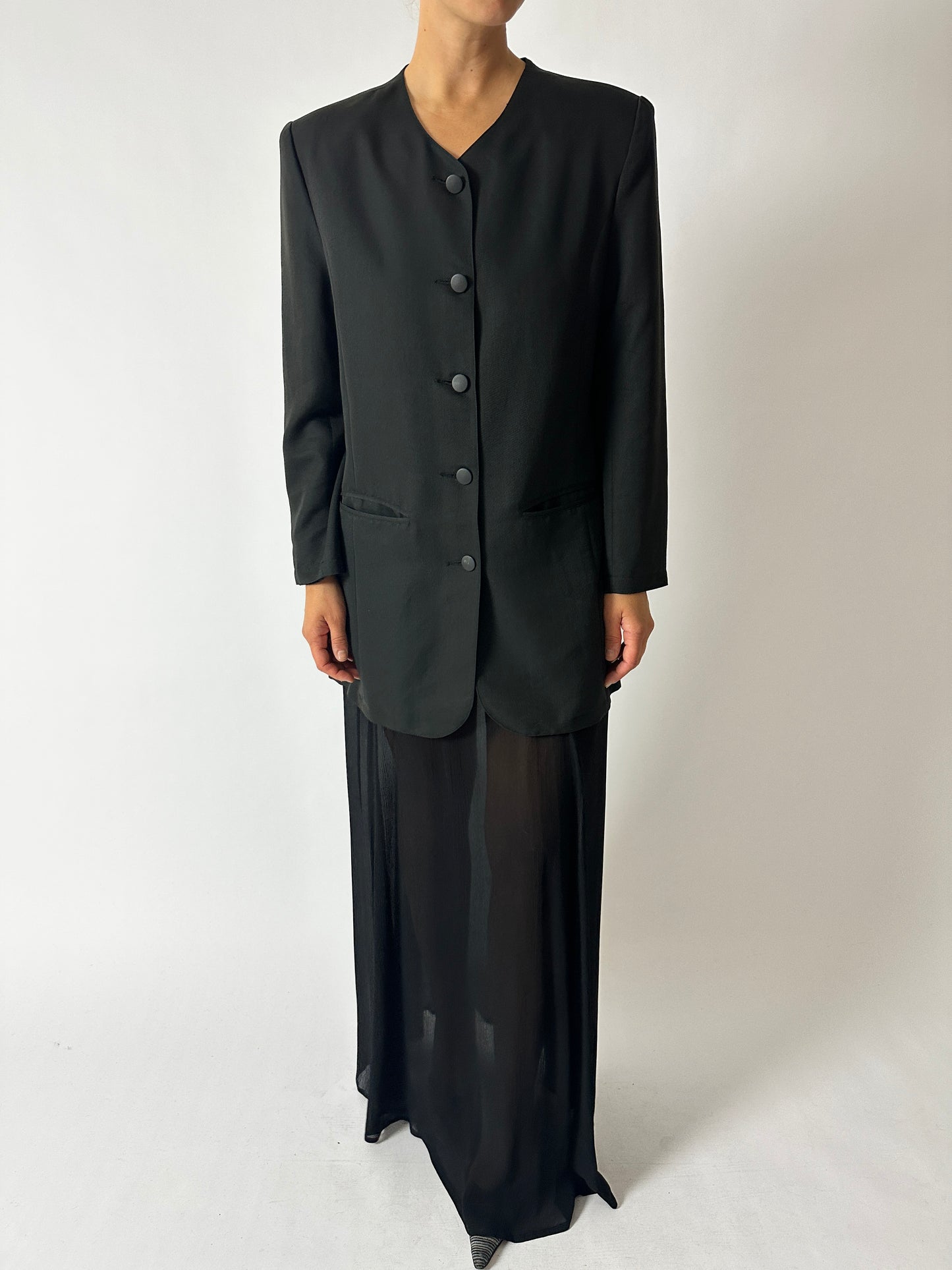 Collarless blazer | Off-Black