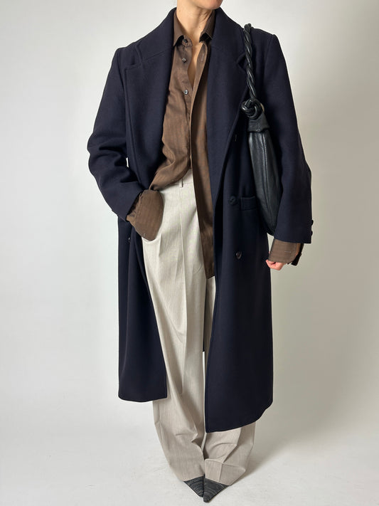 Long wool coat | Dark Blue