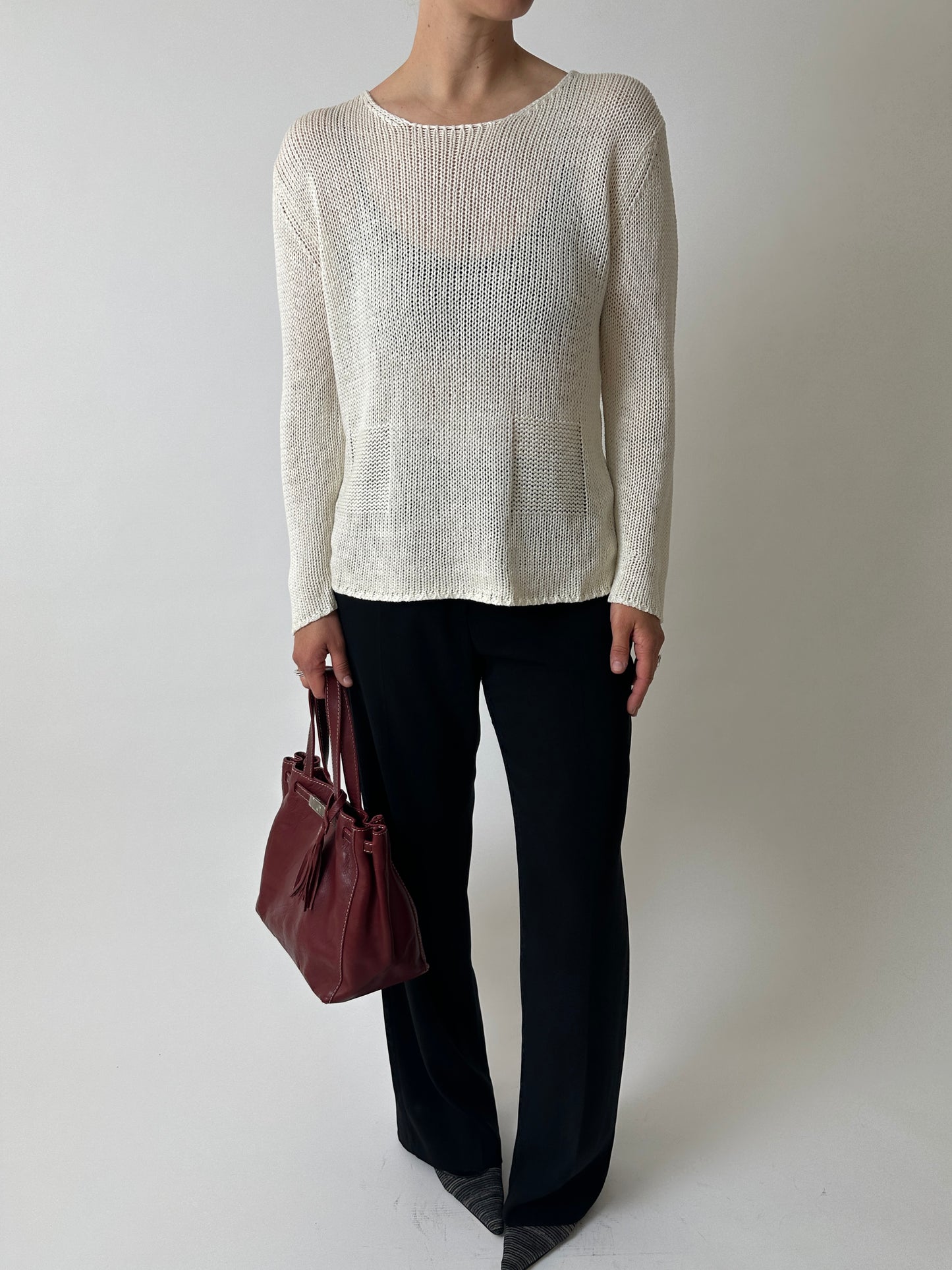 Silk cotton knitted top |Off white