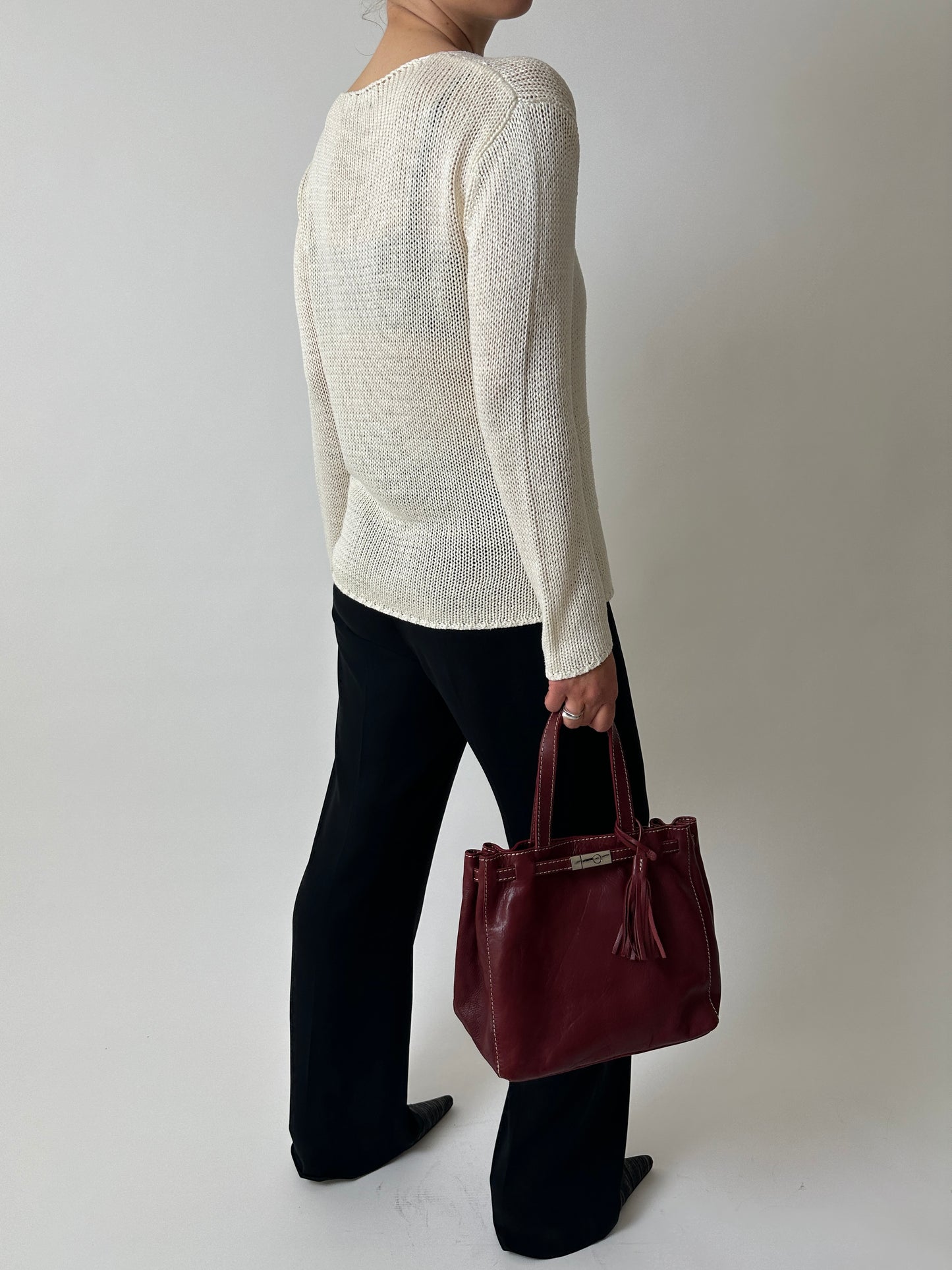 Silk cotton knitted top |Off white