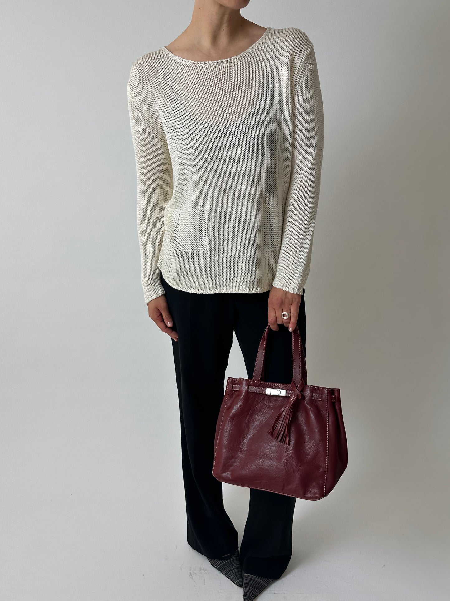 Silk cotton knitted top |Off white