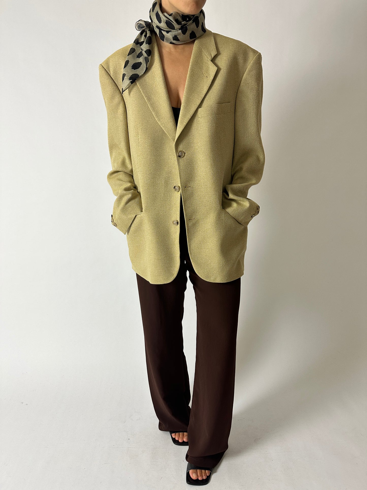 Oversized woven blazer | Dark Butter