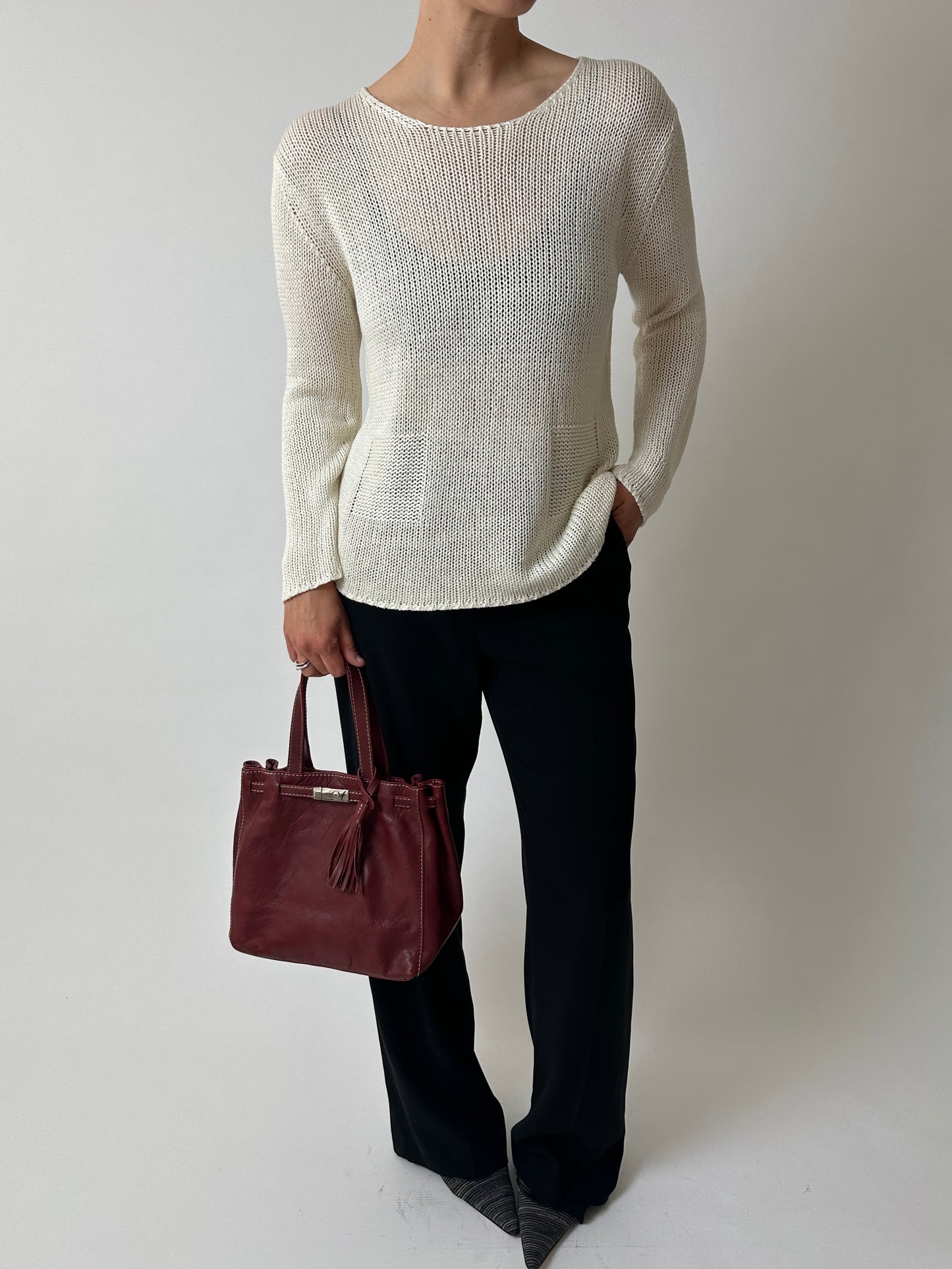 Silk cotton knitted top |Off white