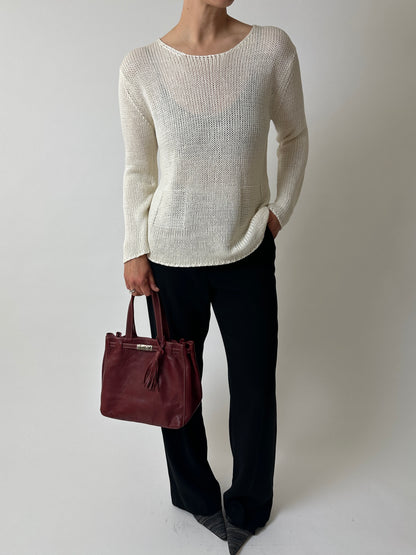 Silk cotton knitted top |Off white
