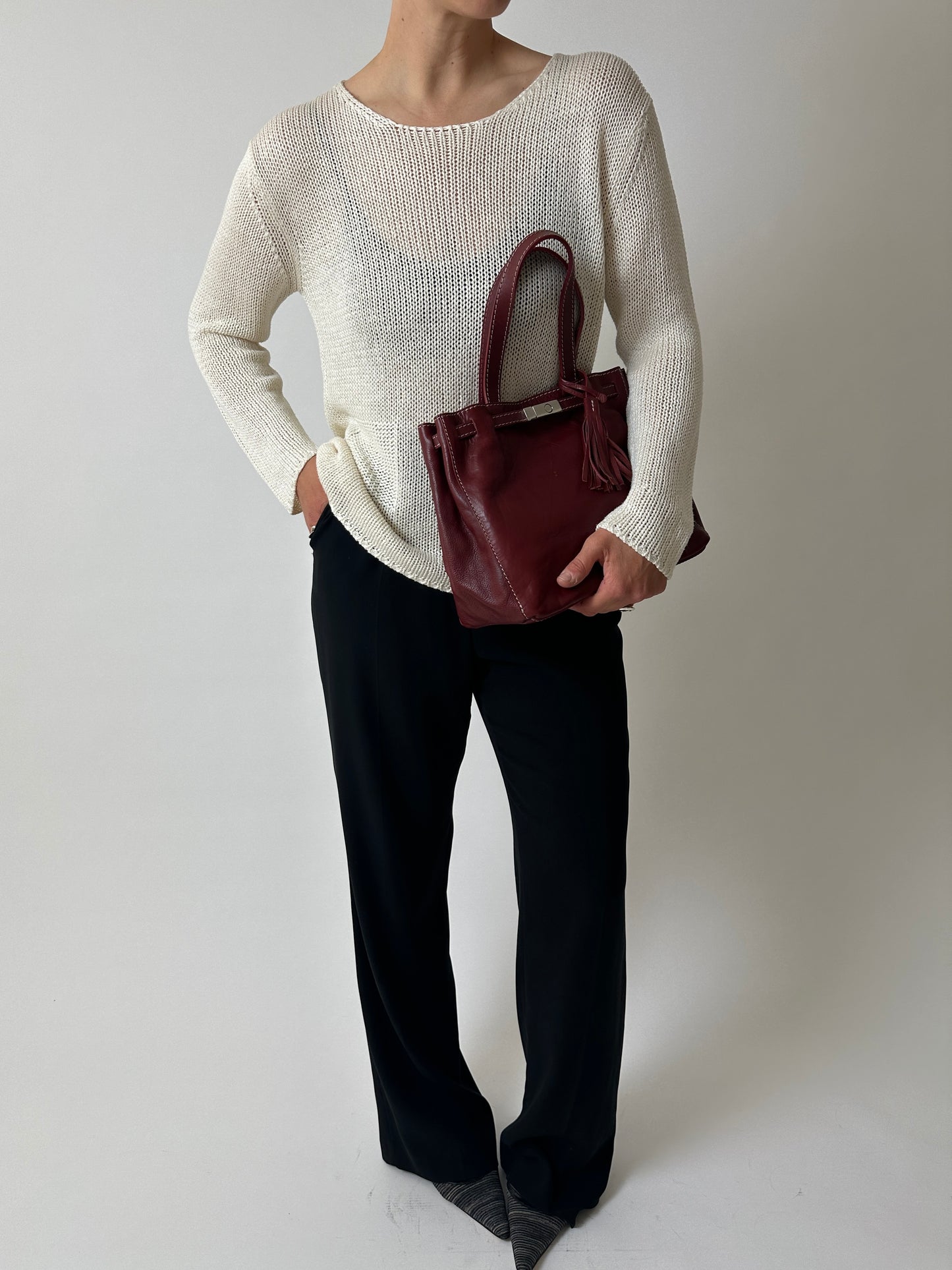 Leather shoulder bag | Bordeaux