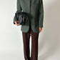 Collarless wool blazer | Sea green