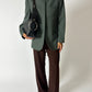 Collarless wool blazer | Sea green