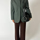 Collarless wool blazer | Sea green