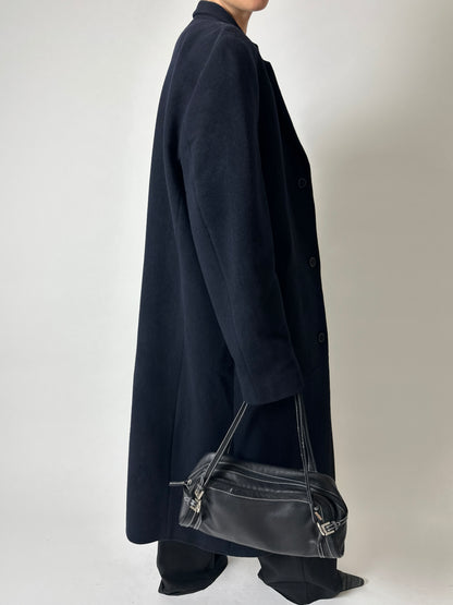 Long oversized wool coat | Dark Blue
