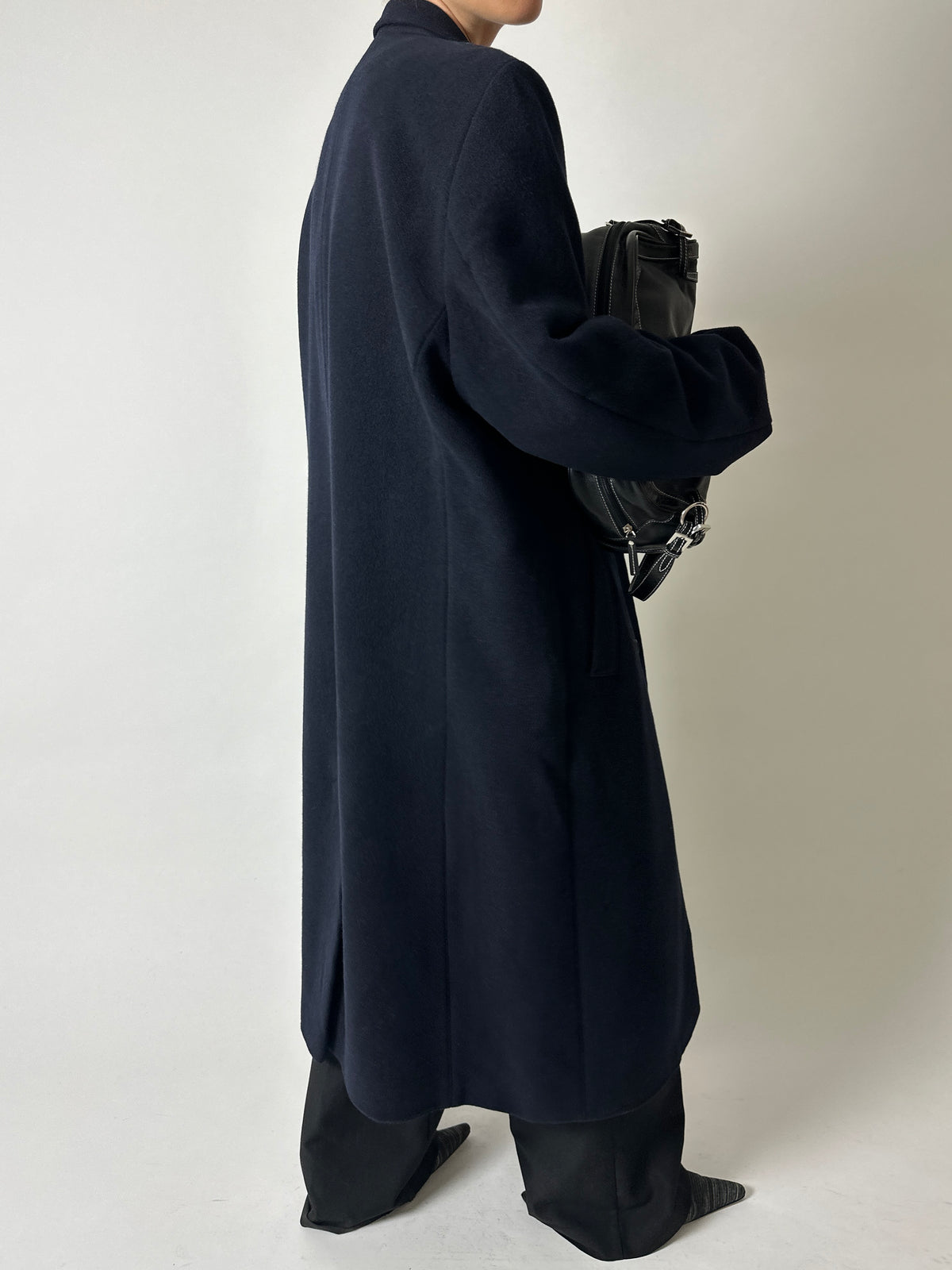 Long oversized wool coat | Dark Blue