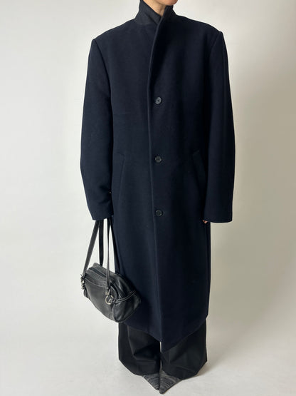 Long oversized wool coat | Dark Blue