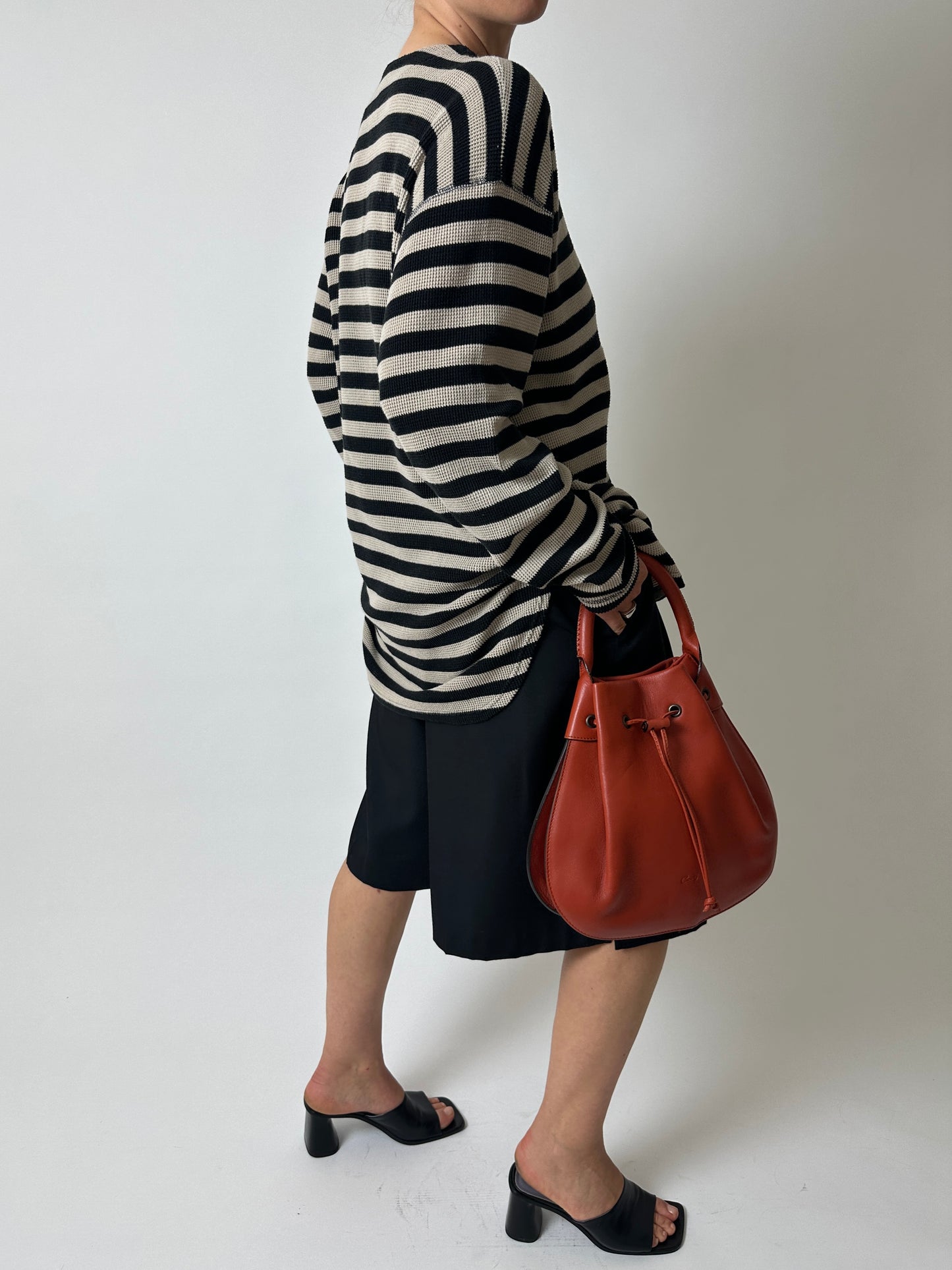 Leather hand bag | Deep orange