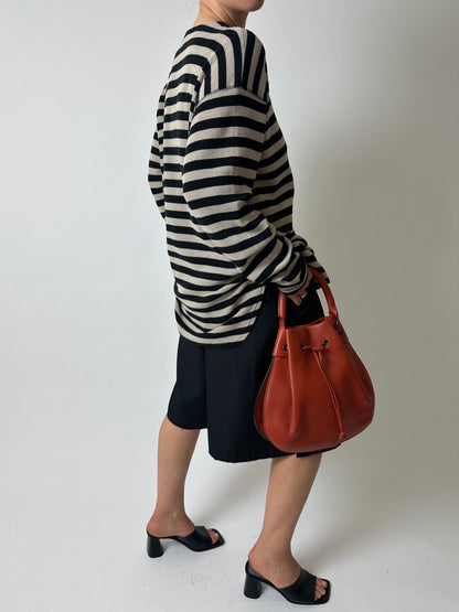 Leather hand bag | Deep orange